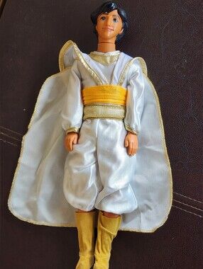 Vintage 1992 Mattel Disney Aladdin Prince Doll White Outfit Cape Malaysia